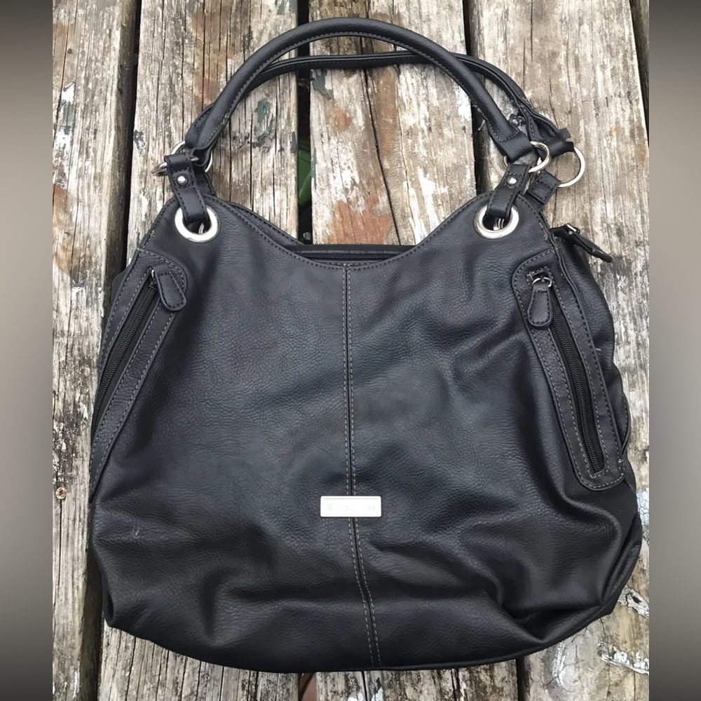 Reflections Handbag Purse Black Vinyl Multi-Pocket